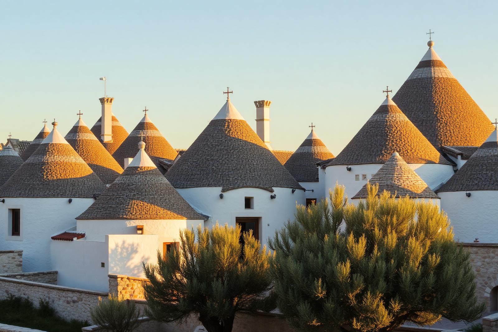 Trulli de Alberobello ao entardecer